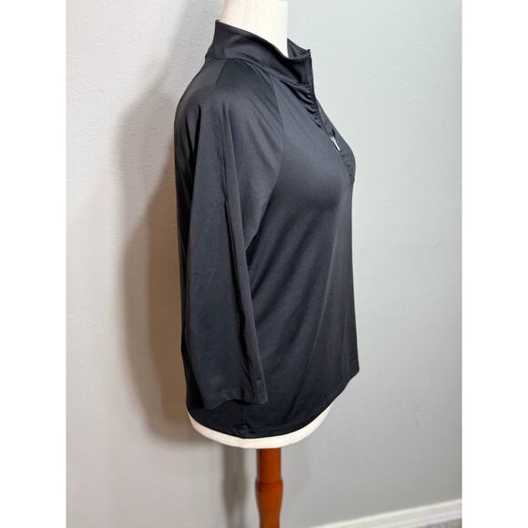 Chico's Zenergy black stretch knit quarter zip top 3/4 sleeve pullover Sz 1 US M - Picture 3 of 6